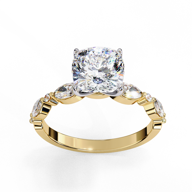 14k IGI certified cushion ring with E-F color VVS-VS clarity diamonds 24