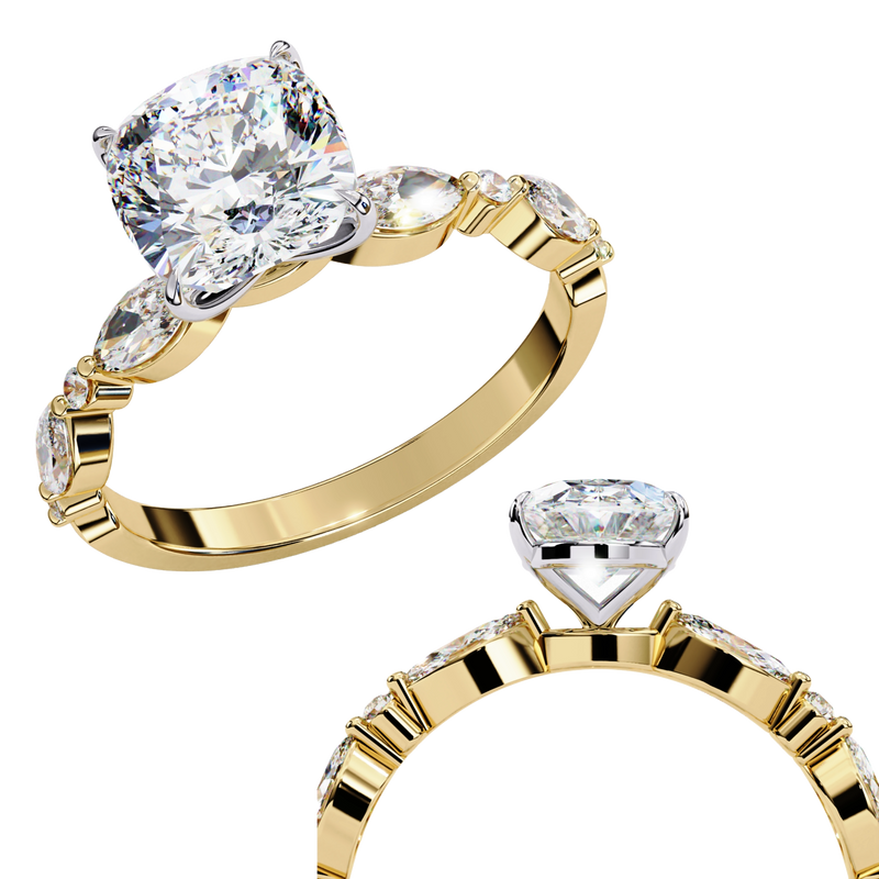 14k IGI certified cushion ring with E-F color VVS-VS clarity diamonds 24