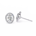 14K White Gold IGI Certified Oval Diamond Halo Earrings, D-E Color, VVS/VS Clarity