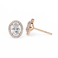 14K White Gold IGI Certified Oval Diamond Halo Earrings, D-E Color, VVS/VS Clarity