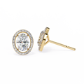 14K White Gold IGI Certified Oval Diamond Halo Earrings, D-E Color, VVS/VS Clarity