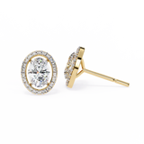 14K White Gold IGI Certified Oval Diamond Halo Earrings, D-E Color, VVS/VS Clarity