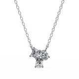 14K White Gold IGI Certified 3-Stone Diamond Pendant (Emerald, Oval & Pear) – D-E Color, VVS–VS Clarity, Rabbit Ear Bail