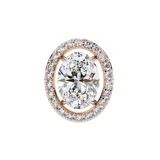 14K White Gold IGI Certified Oval Diamond Halo Earrings, D-E Color, VVS/VS Clarity