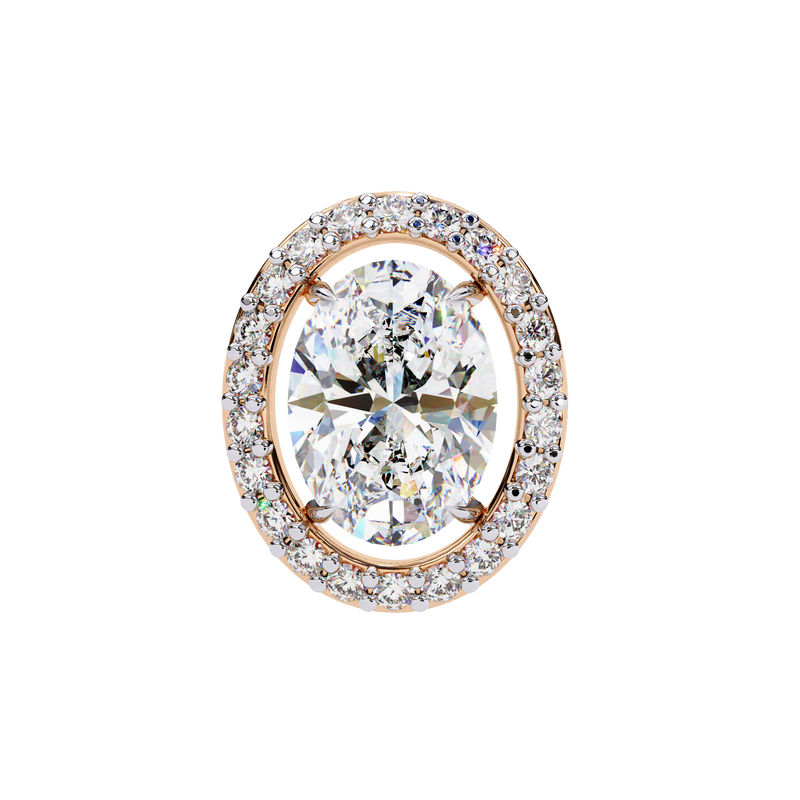 14K White Gold IGI Certified Oval Diamond Halo Earrings, D-E Color, VVS/VS Clarity