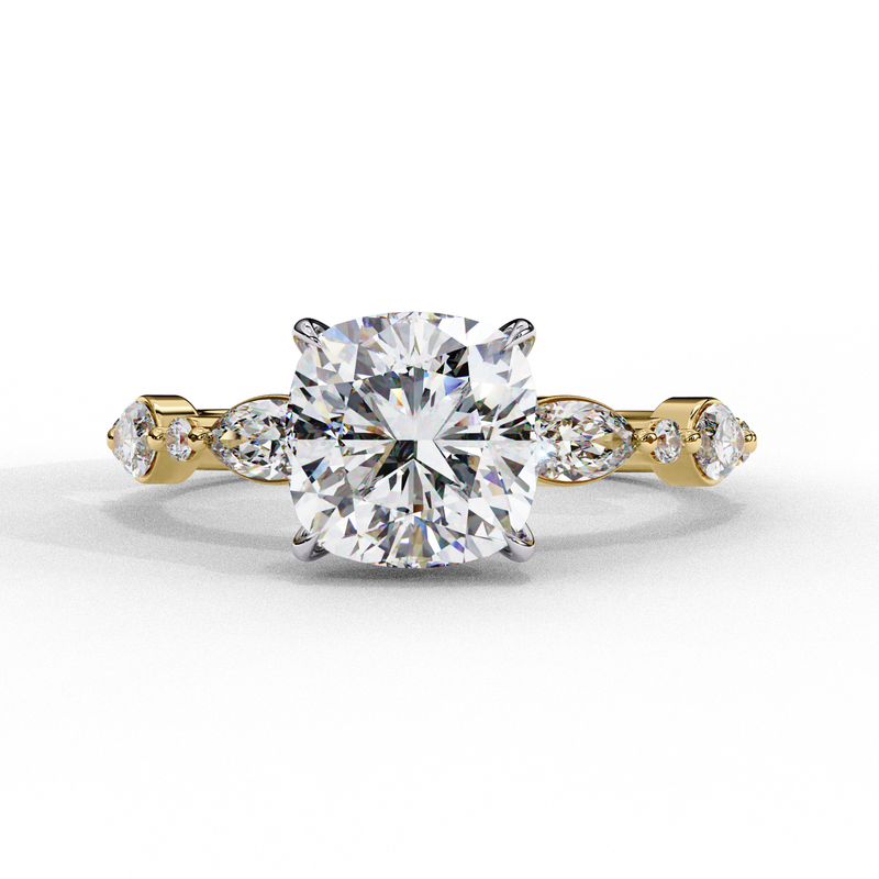 14k IGI certified cushion ring with E-F color VVS-VS clarity diamonds 24