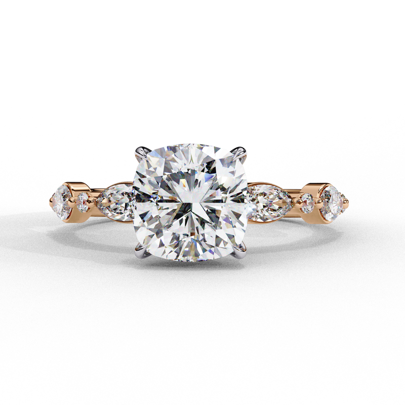 14k IGI certified cushion ring with E-F color VVS-VS clarity diamonds 24