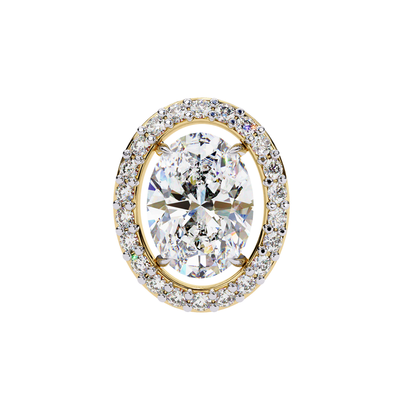 14K White Gold IGI Certified Oval Diamond Halo Earrings, D-E Color, VVS/VS Clarity