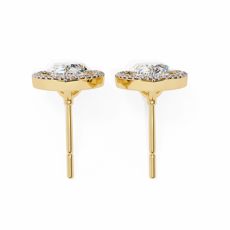14K White Gold IGI Certified Pear Shape Diamond Halo Earrings, D-E Color, VVS/VS Clarity