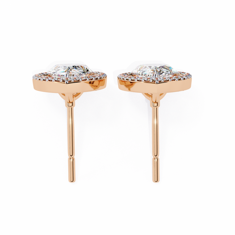 14K White Gold IGI Certified Pear Shape Diamond Halo Earrings, D-E Color, VVS/VS Clarity