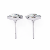 14K White Gold IGI Certified Pear Shape Diamond Halo Earrings, D-E Color, VVS/VS Clarity