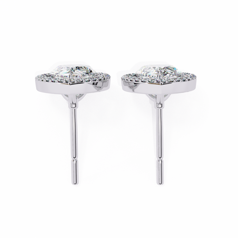 14K White Gold IGI Certified Pear Shape Diamond Halo Earrings, D-E Color, VVS/VS Clarity