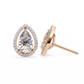 14K White Gold IGI Certified Pear Shape Diamond Halo Earrings, D-E Color, VVS/VS Clarity
