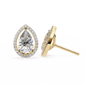 14K White Gold IGI Certified Pear Shape Diamond Halo Earrings, D-E Color, VVS/VS Clarity