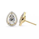 14K White Gold IGI Certified Pear Shape Diamond Halo Earrings, D-E Color, VVS/VS Clarity