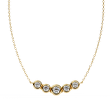 Elegant 14K white gold pendant featuring five round diamonds, IGI certified with D–E color and VVS–VS clarity, finished with a stylish rabbit ear bail.