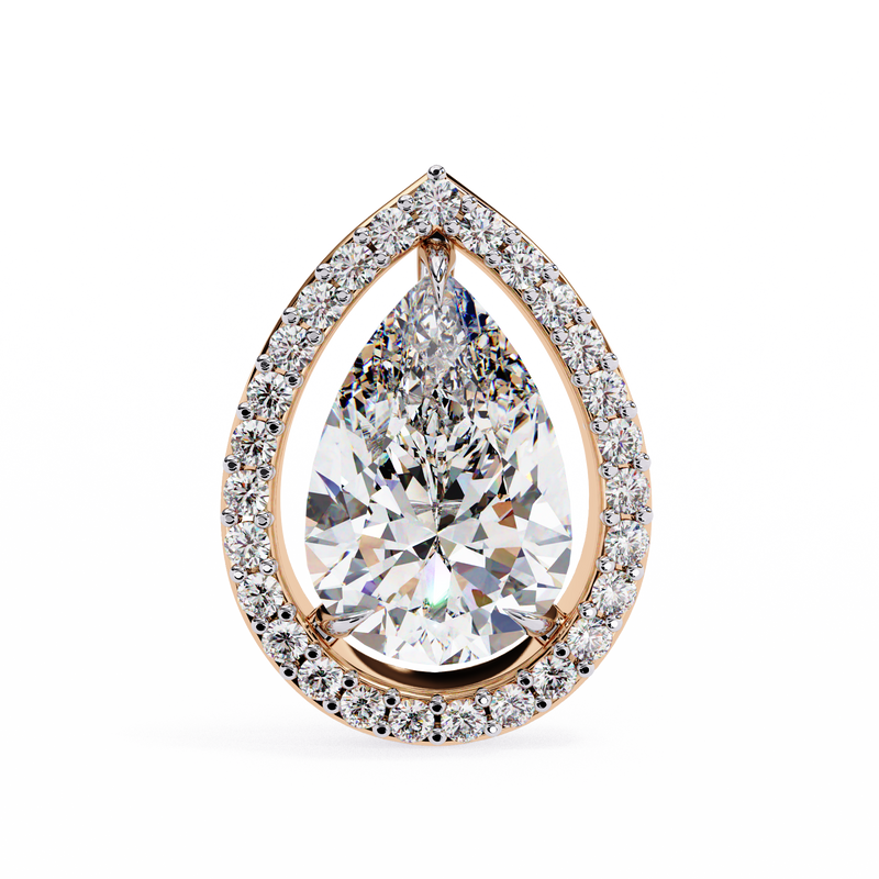 14K White Gold IGI Certified Pear Shape Diamond Halo Earrings, D-E Color, VVS/VS Clarity
