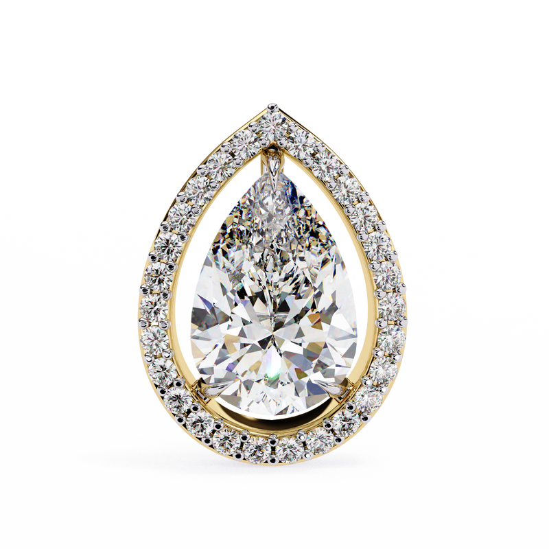 14K White Gold IGI Certified Pear Shape Diamond Halo Earrings, D-E Color, VVS/VS Clarity