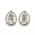 14K White Gold IGI Certified Pear Shape Diamond Halo Earrings, D-E Color, VVS/VS Clarity
