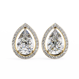14K White Gold IGI Certified Pear Shape Diamond Halo Earrings, D-E Color, VVS/VS Clarity