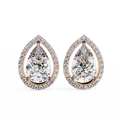 14K White Gold IGI Certified Pear Shape Diamond Halo Earrings, D-E Color, VVS/VS Clarity