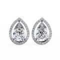 14K White Gold IGI Certified Pear Shape Diamond Halo Earrings, D-E Color, VVS/VS Clarity