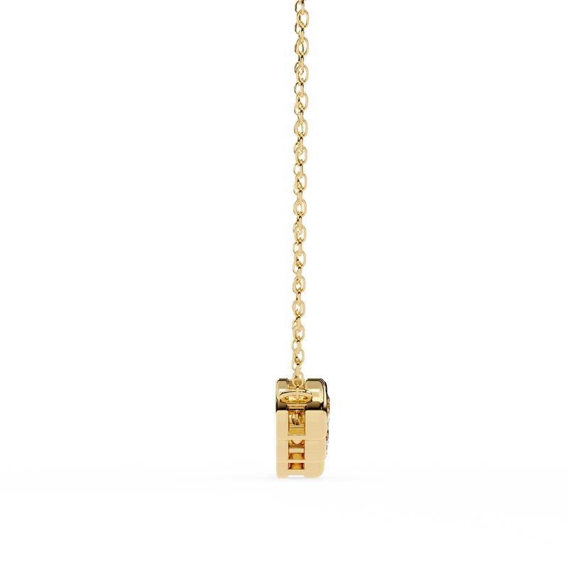 Elegant 14K white gold pendant featuring five round diamonds, IGI certified with D–E color and VVS–VS clarity, finished with a stylish rabbit ear bail.
