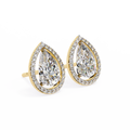 14K White Gold IGI Certified Pear Shape Diamond Halo Earrings, D-E Color, VVS/VS Clarity