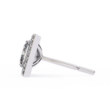 14K White Gold IGI Certified Princess Diamond Halo Earrings, D-E Color, VVS/VS Clarity