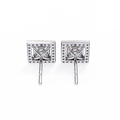 14K White Gold IGI Certified Princess Diamond Halo Earrings, D-E Color, VVS/VS Clarity