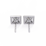 14K White Gold IGI Certified Princess Diamond Halo Earrings, D-E Color, VVS/VS Clarity