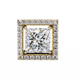14K White Gold IGI Certified Princess Diamond Halo Earrings, D-E Color, VVS/VS Clarity