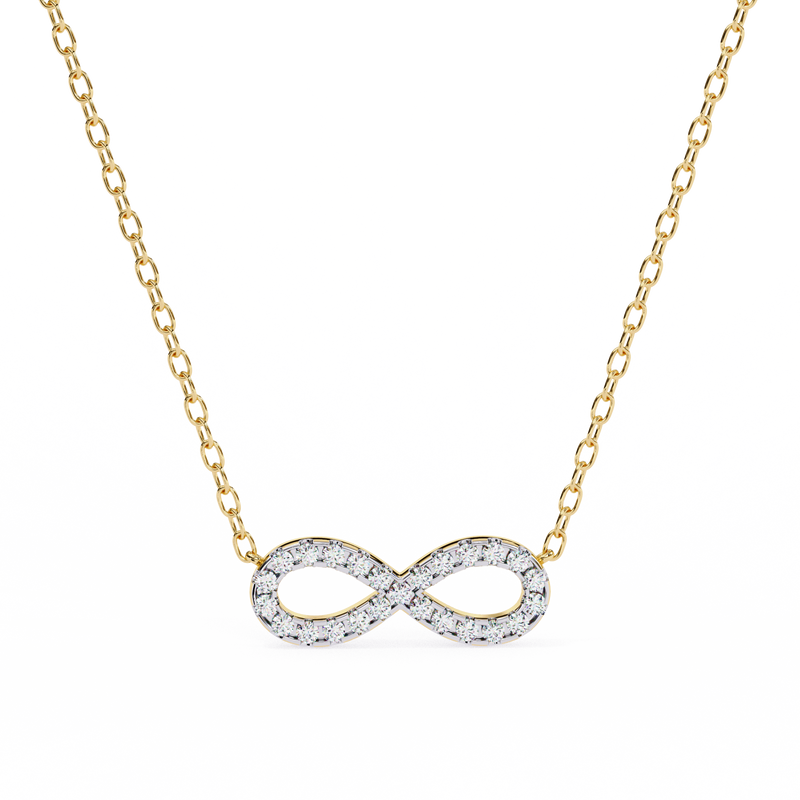 14K White Gold IGI Certified Infinity Diamond Pendant – D-E Color, VVS–VS Clarity, Rabbit Ear Bail