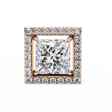 14K White Gold IGI Certified Princess Diamond Halo Earrings, D-E Color, VVS/VS Clarity