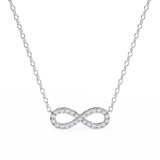 14K White Gold IGI Certified Infinity Diamond Pendant – D-E Color, VVS–VS Clarity, Rabbit Ear Bail