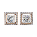 14K White Gold IGI Certified Princess Diamond Halo Earrings, D-E Color, VVS/VS Clarity