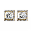14K White Gold IGI Certified Princess Diamond Halo Earrings, D-E Color, VVS/VS Clarity