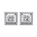 14K White Gold IGI Certified Princess Diamond Halo Earrings, D-E Color, VVS/VS Clarity