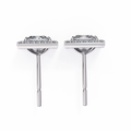 14K White Gold IGI Certified Princess Diamond Halo Earrings, D-E Color, VVS/VS Clarity