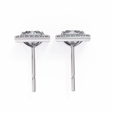 14K White Gold IGI Certified Princess Diamond Halo Earrings, D-E Color, VVS/VS Clarity