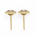14K White Gold IGI Certified Princess Diamond Halo Earrings, D-E Color, VVS/VS Clarity