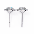 14K White Gold IGI Certified Round Diamond Halo Earrings, D-E Color, VVS/VS Clarity
