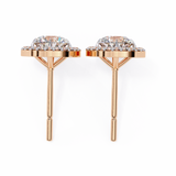 14K White Gold IGI Certified Round Diamond Halo Earrings, D-E Color, VVS/VS Clarity