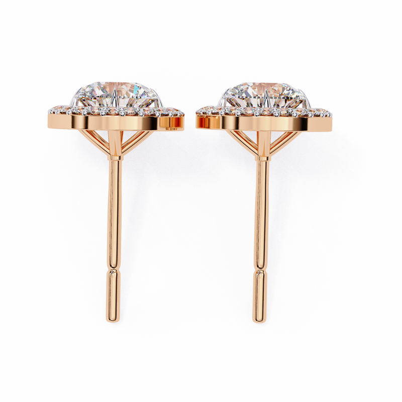 14K White Gold IGI Certified Round Diamond Halo Earrings, D-E Color, VVS/VS Clarity