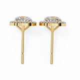 14K White Gold IGI Certified Oval Diamond Halo Earrings, D-E Color, VVS/VS Clarity