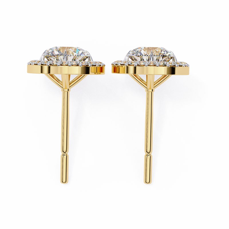 14K White Gold IGI Certified Round Diamond Halo Earrings, D-E Color, VVS/VS Clarity