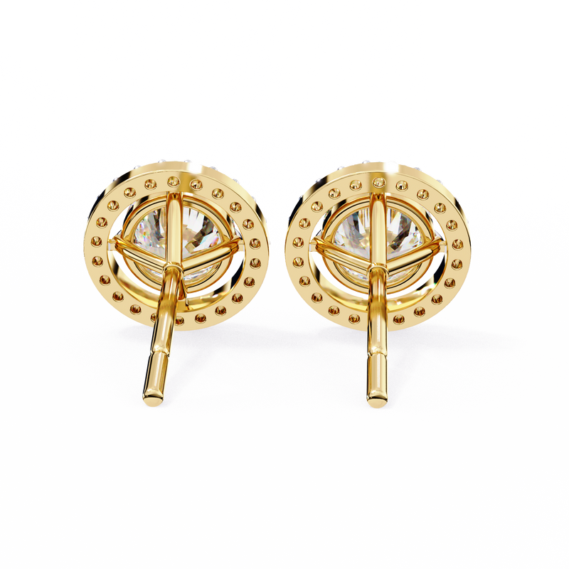 14K White Gold IGI Certified Round Diamond Halo Earrings, D-E Color, VVS/VS Clarity
