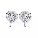 14K White Gold IGI Certified Round Diamond Halo Earrings, D-E Color, VVS/VS Clarity