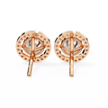 14K White Gold IGI Certified Round Diamond Halo Earrings, D-E Color, VVS/VS Clarity