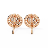 14K White Gold IGI Certified Round Diamond Halo Earrings, D-E Color, VVS/VS Clarity